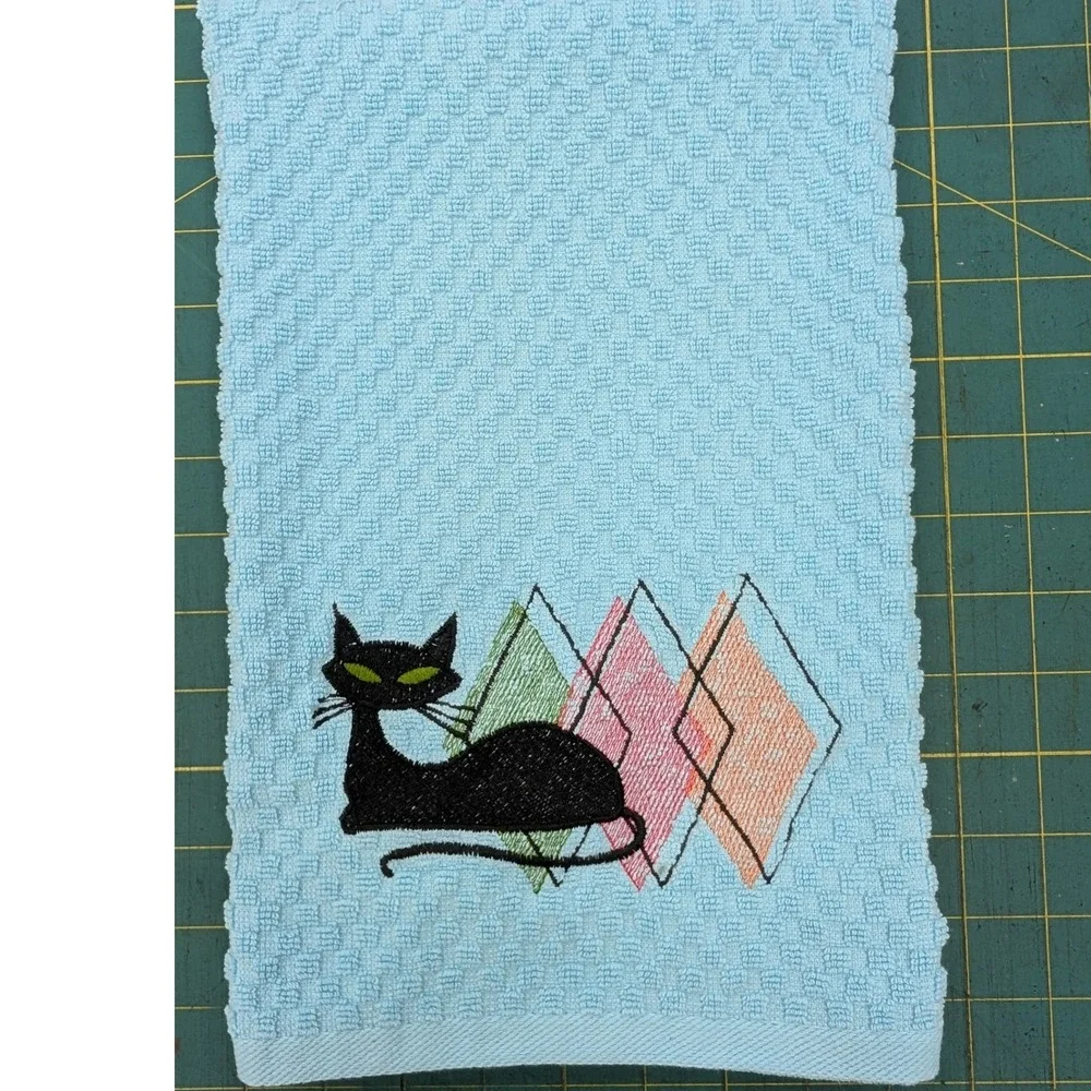 Retro Mid Century Modern Atomic Cat Kitchen Towel Set of 1 Great Gift Idea!